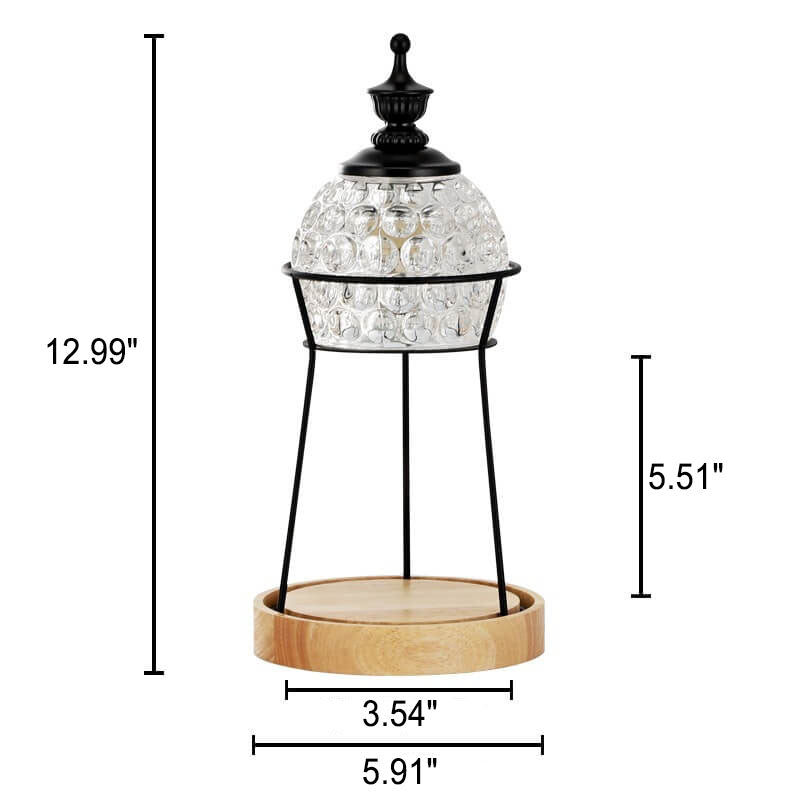 Wooden Crystal Melting Wax 2-Light Table Lamp