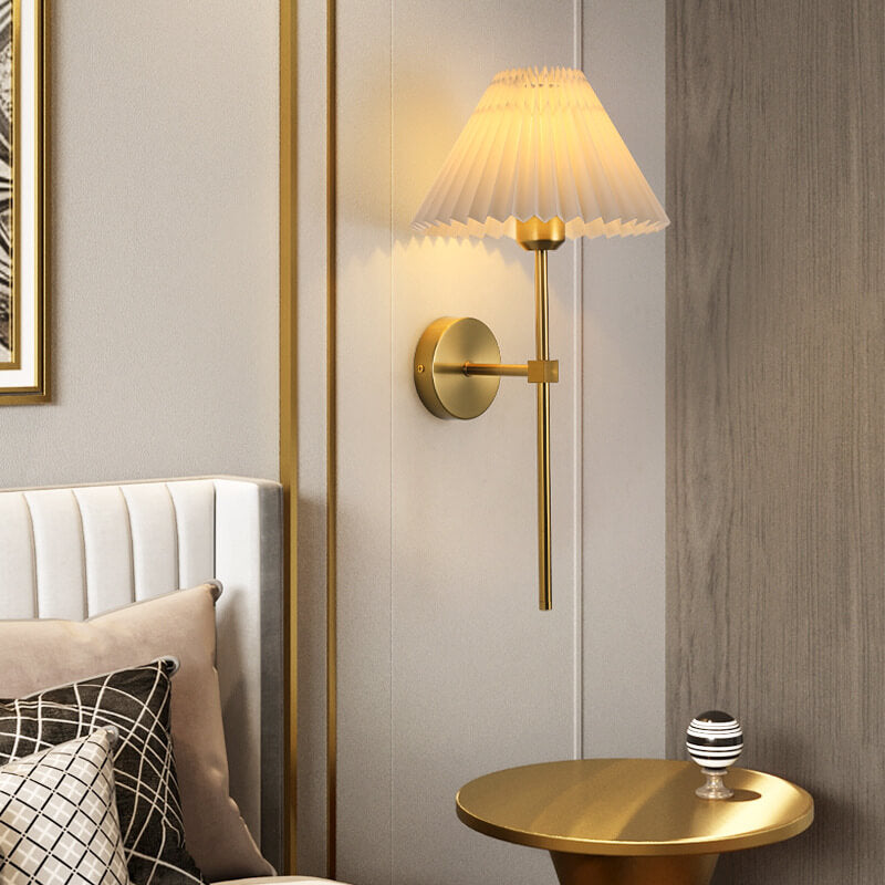 Pleated Fabric Straight Arm Wall Lamp