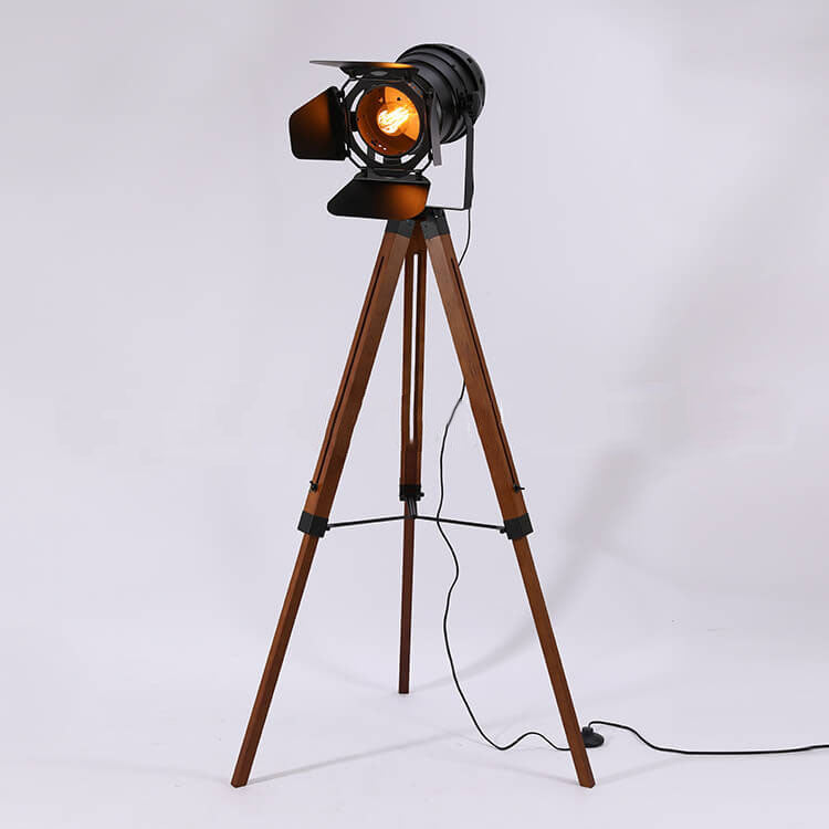 Industrial Vintage Solid Wood Floor Lamp