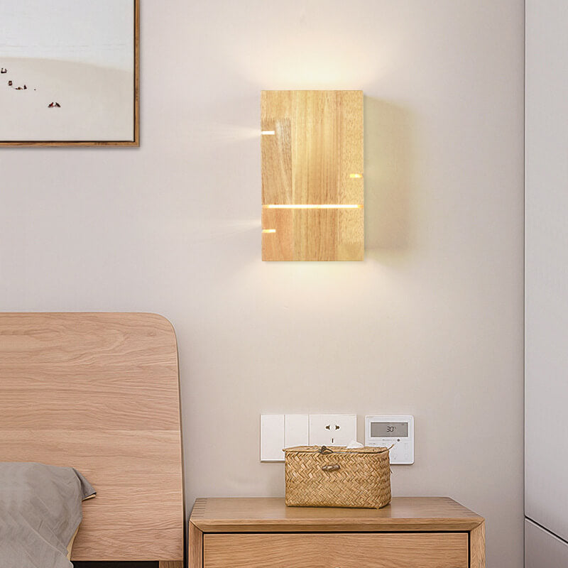Wooden Square 2-Light Wall Lamp
