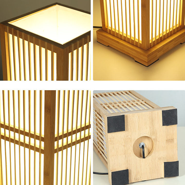 Wooden Square Column Table Lamp