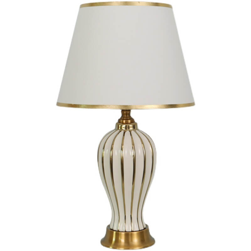 Fabric Dome Oval Ceramic Table Lamp
