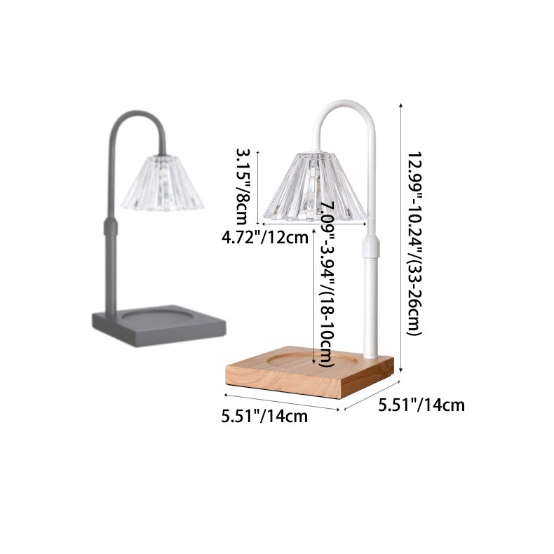 Round Wood Iron Glass Table Lamp