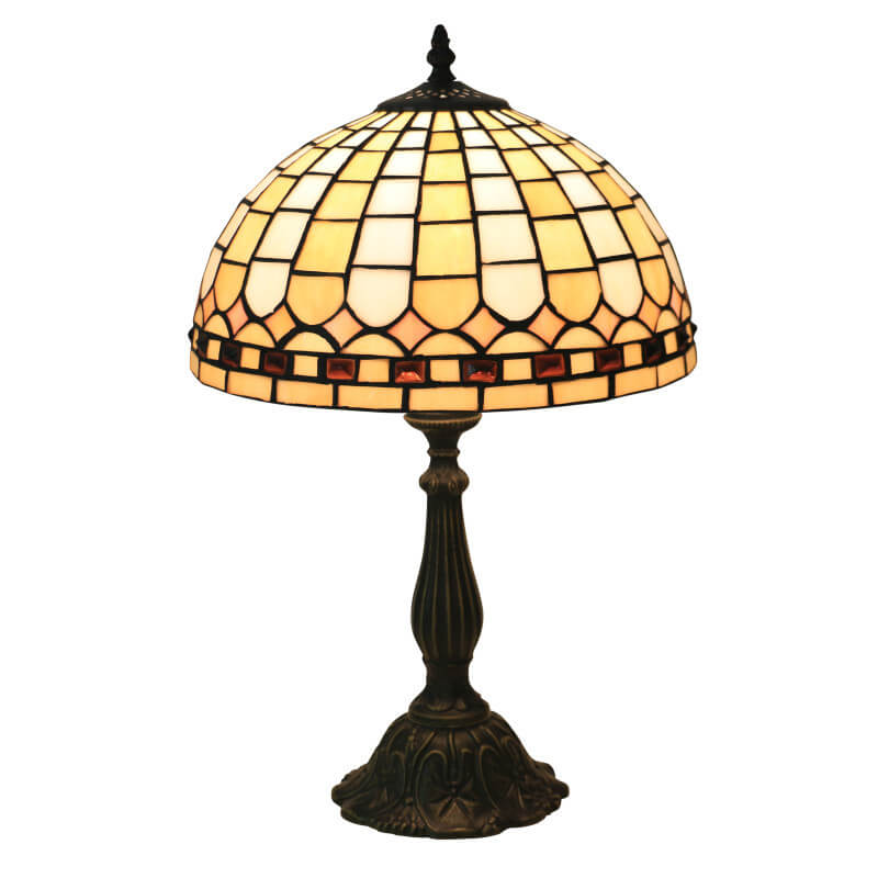 Yellow Plaid Stained Glass Table Lamp
