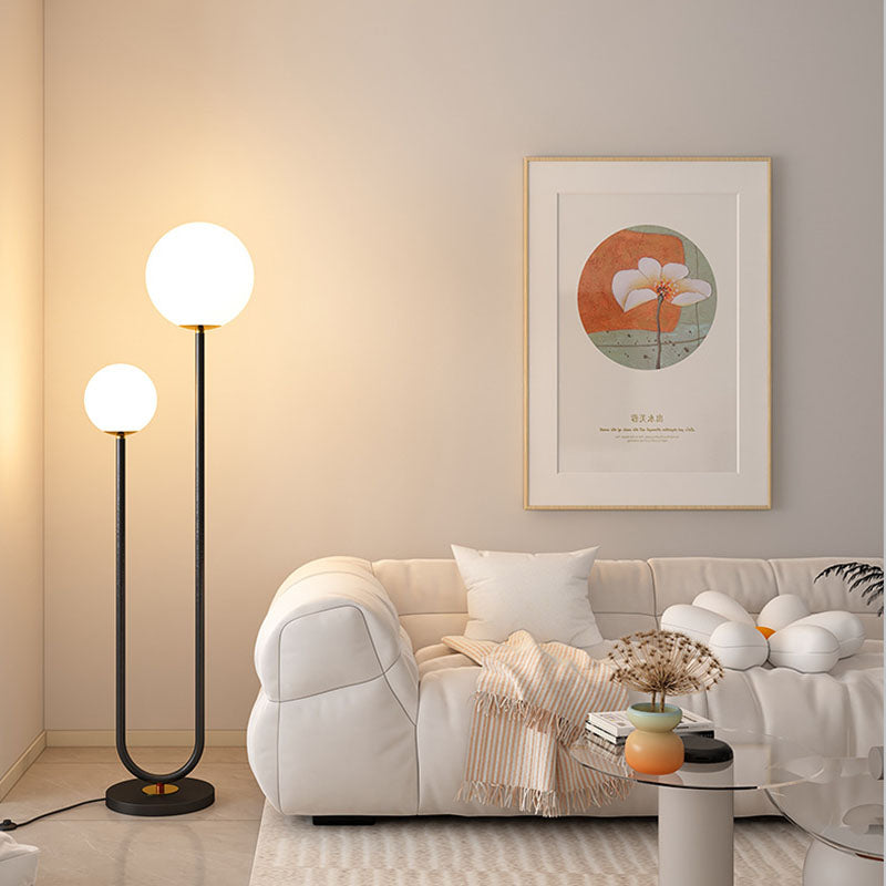 Long Round Ball Iron 2-Light Floor Lamp
