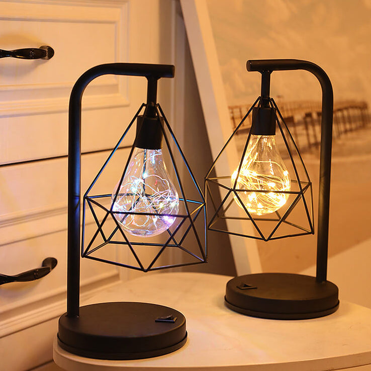 Decorative Diamond Iron Battery Table Lamp