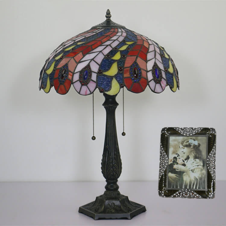 Peacock Tail Feather Pattern Table Lamp