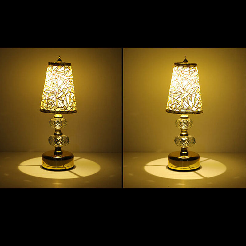 Floral Fabric Tapered Metal Table Lamp