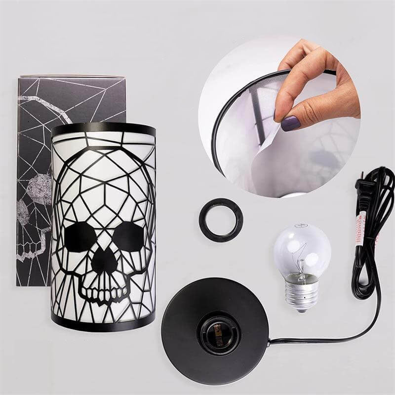 Gothic Skeleton Metal Cylinder Table Lamp