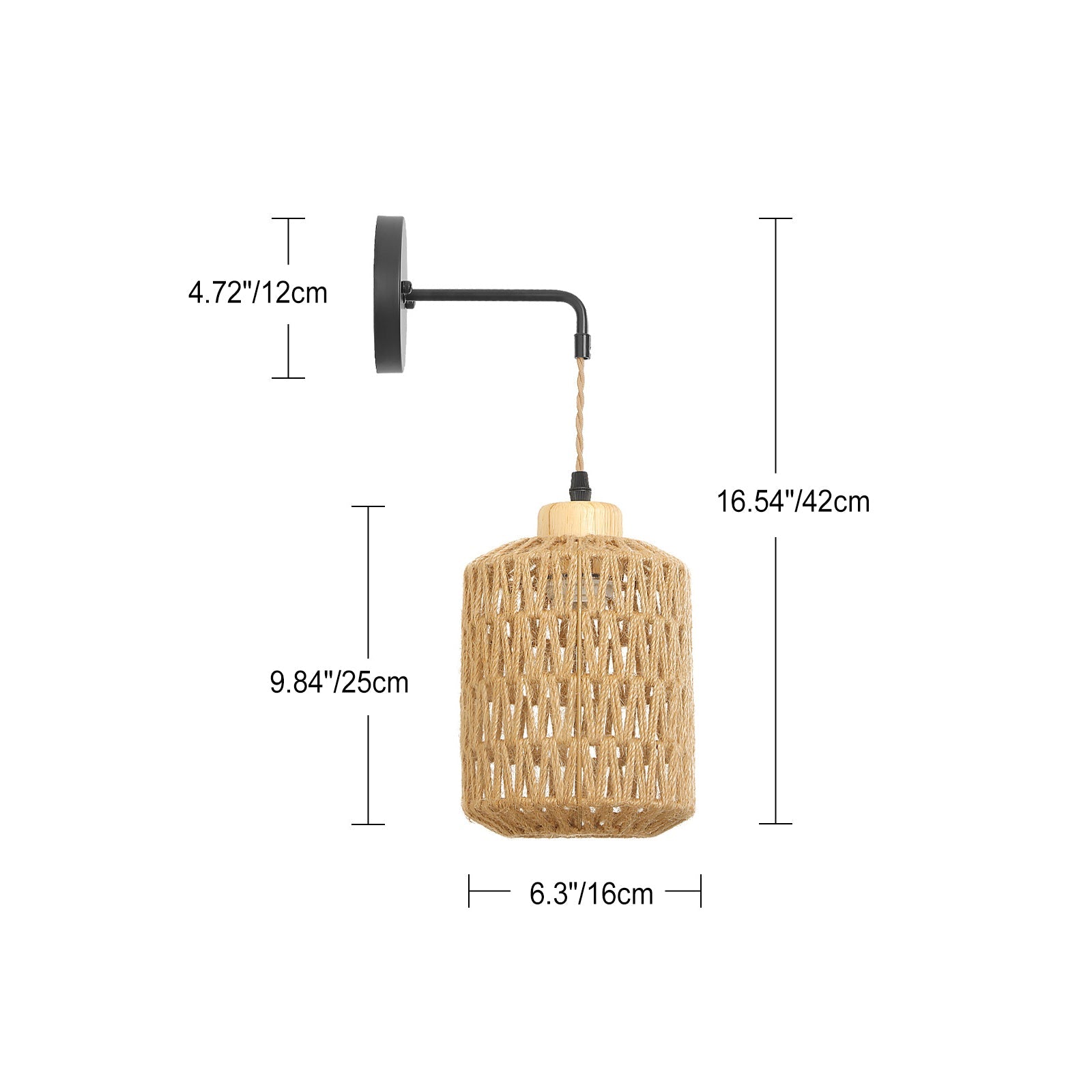 Lantern Shaped Weaving Rattan Wall Lamp