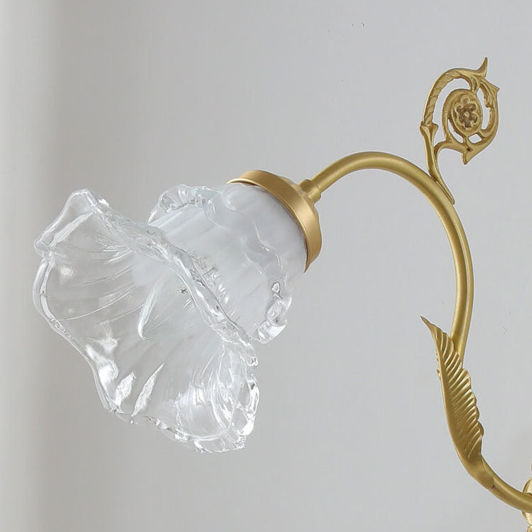 Glass Flower Copper Living Wall Lamp