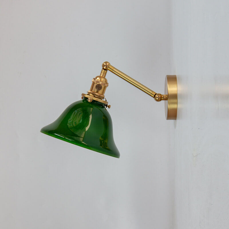 Green Glass Brass Wall Lamp