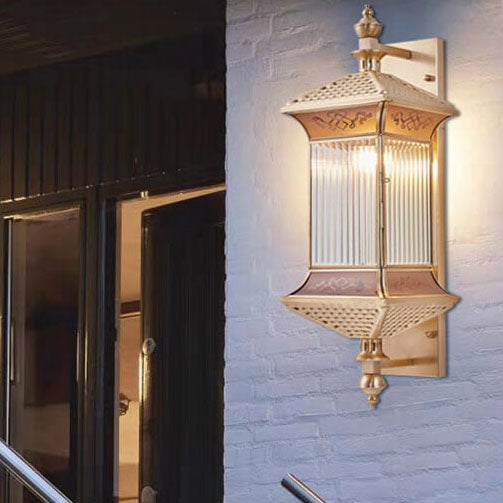 Brass Finish Frame Glass Outdoor Light