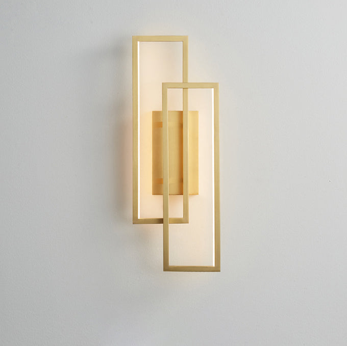 All Copper Rectangular Geometric Wall Lamp