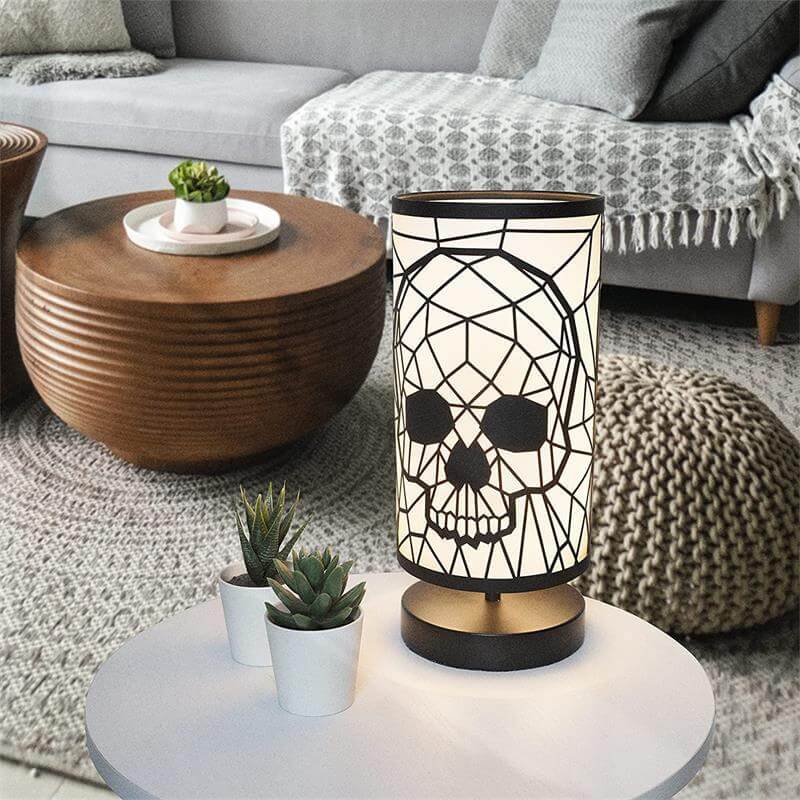 Gothic Skeleton Metal Cylinder Table Lamp