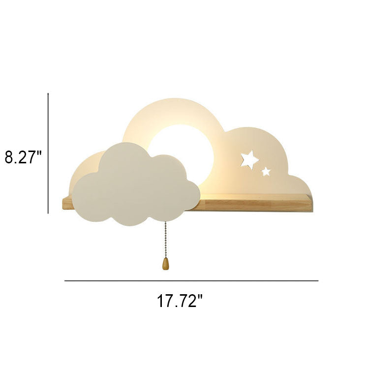Macaron Cloud Glass Wood Wall Lamp