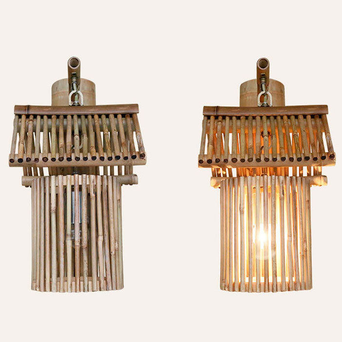 Bamboo Weaving Cylinder Wall Lamp