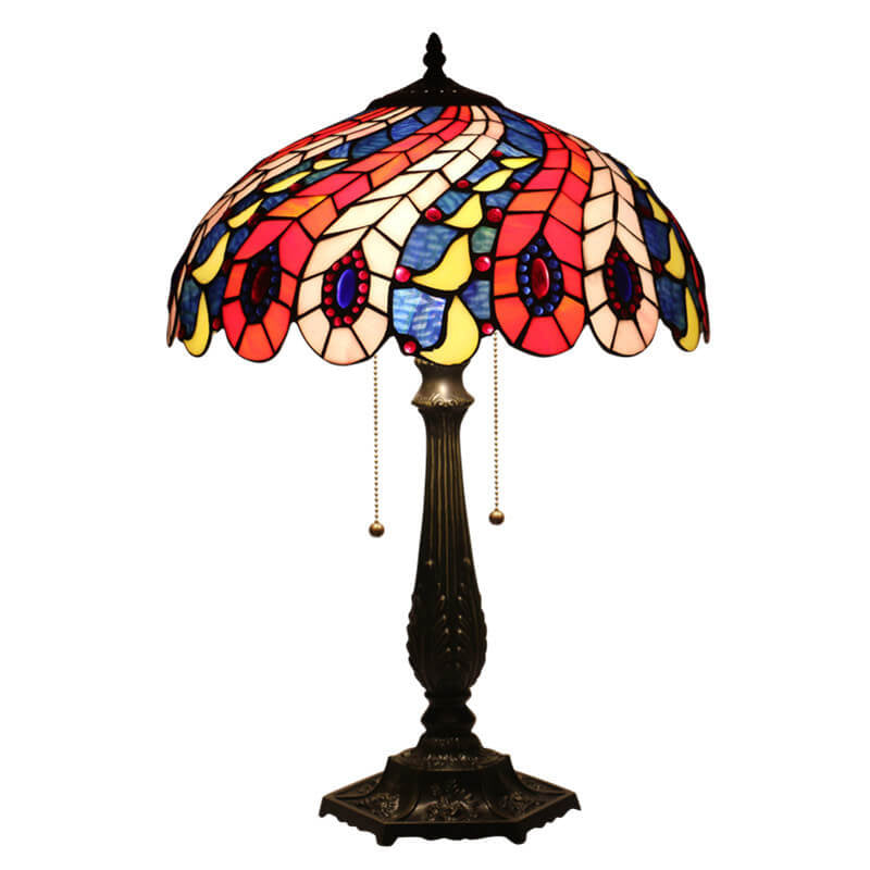 Peacock Tail Feather Pattern Table Lamp