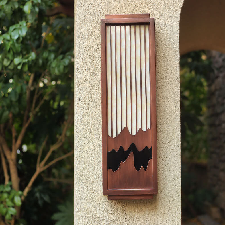 Rectangular Faux Marble Stainless Outdoor Light