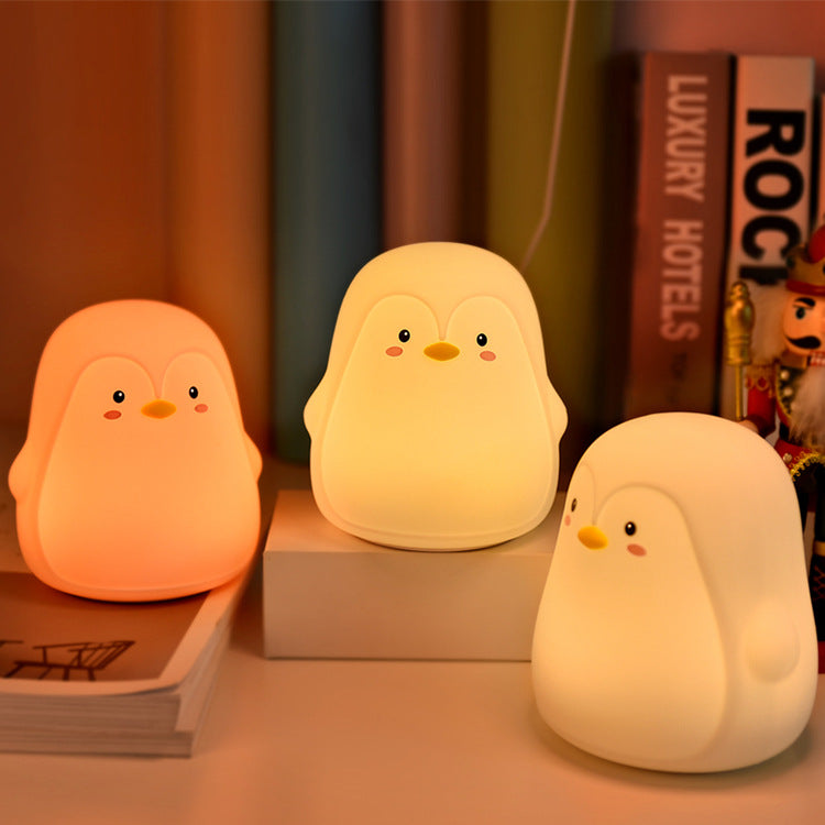 Cartoon Penguin Silicone Kids Table Lamp
