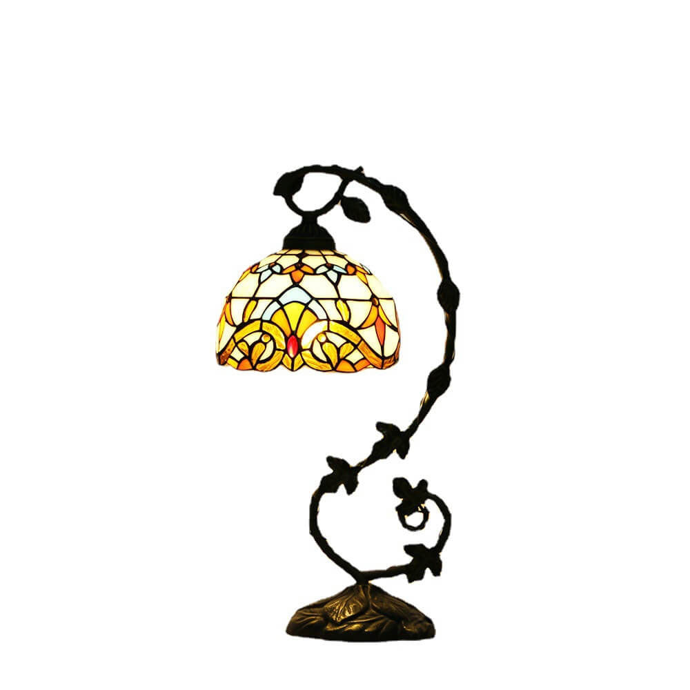 Rose Stained Glass Vine Table Lamp