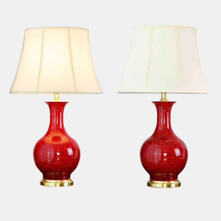 Flowing Glaze Ceramic Fabric Table Lamp