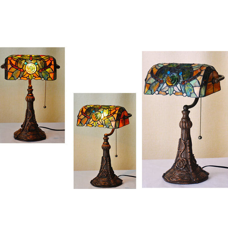 Dragonfly Rose Glass Table Lamp
