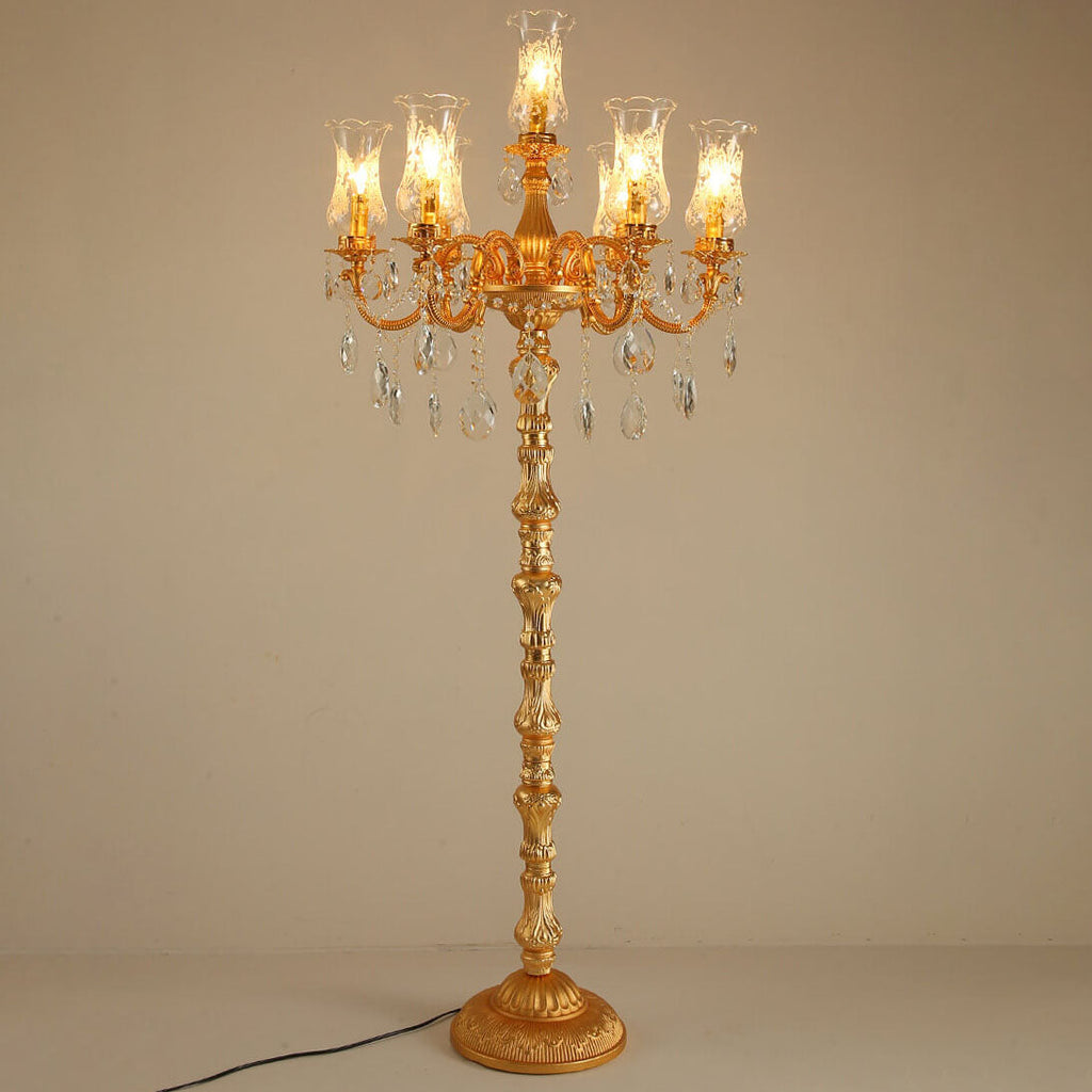 Traditional Luxury Golden Crystal 7-Light Floor Lamp