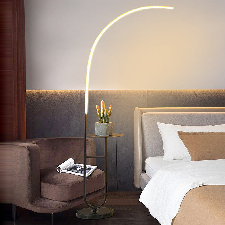 Arc Aluminum Strip Marble Floor Lamp