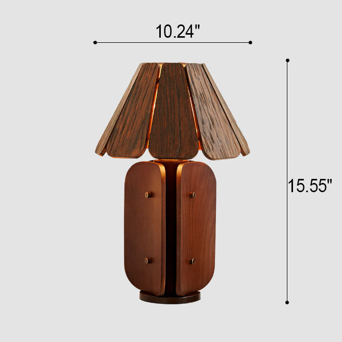 Solid Wood Umbrella Pleated Table Lamp