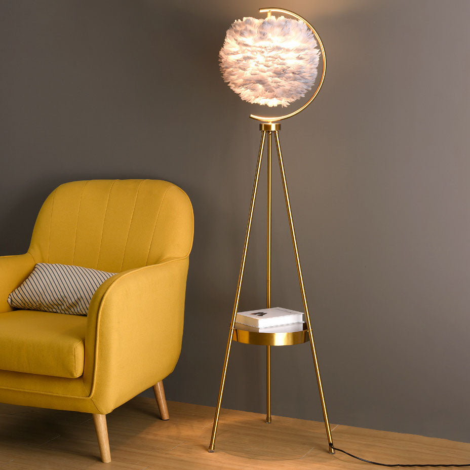 Iron Feather Tripod Bedroom Floor Lamp