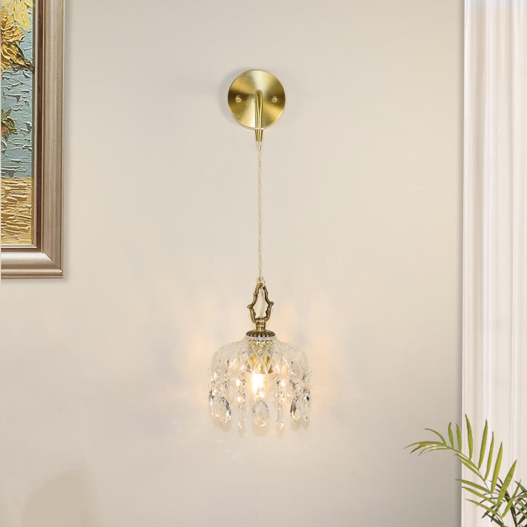 Brass Crystal Glass Wall Lamp