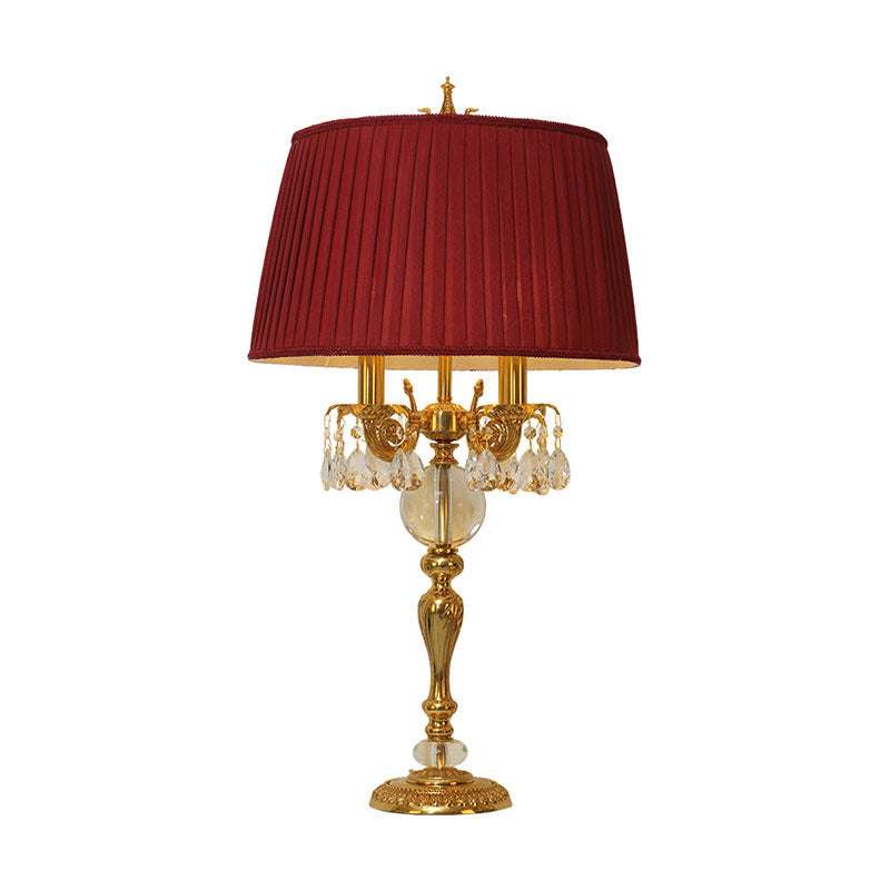 Copper Crystal Fabric Cylinder 5-Light Table Lamp