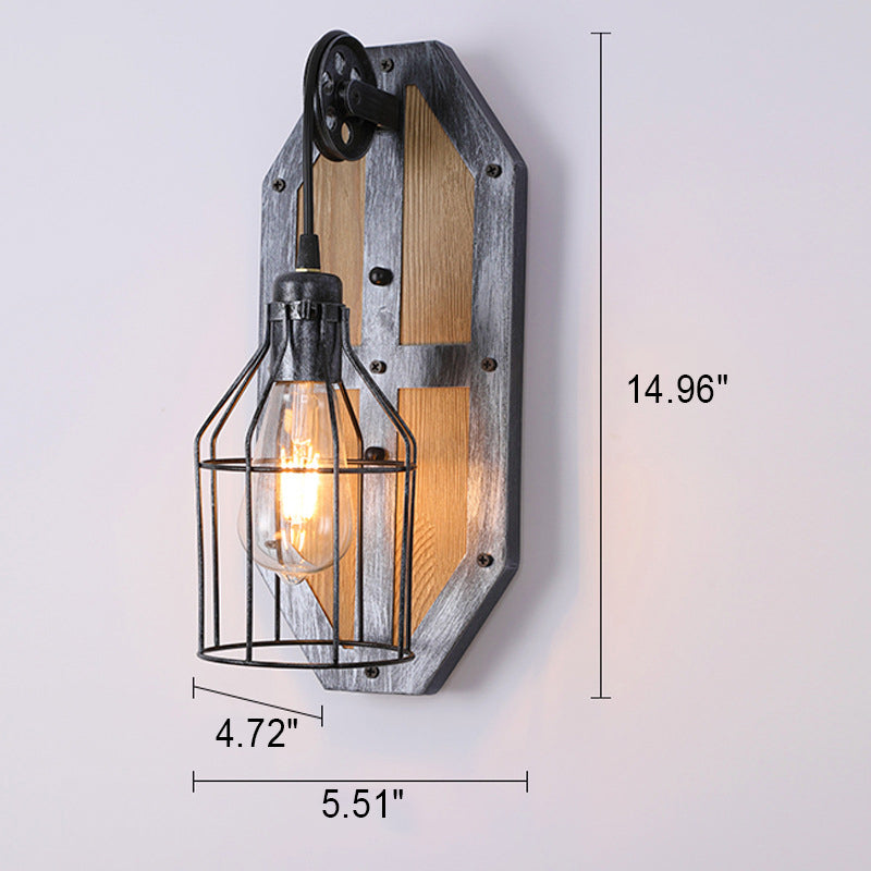 Wood Cage Wall Lamp