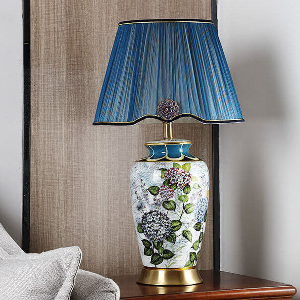 Painted Fabric Ceramic Table Lamp