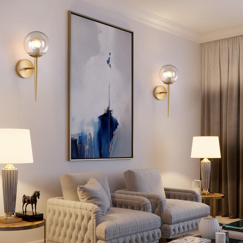 Glass Round Ball Long Wall Lamp