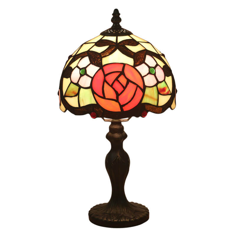 Flower Stained Glass Dome Table Lamp