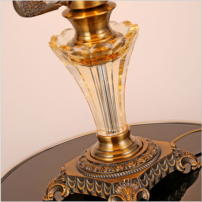 Fabric Candle Crystal 3/4 3-Light Table Lamp