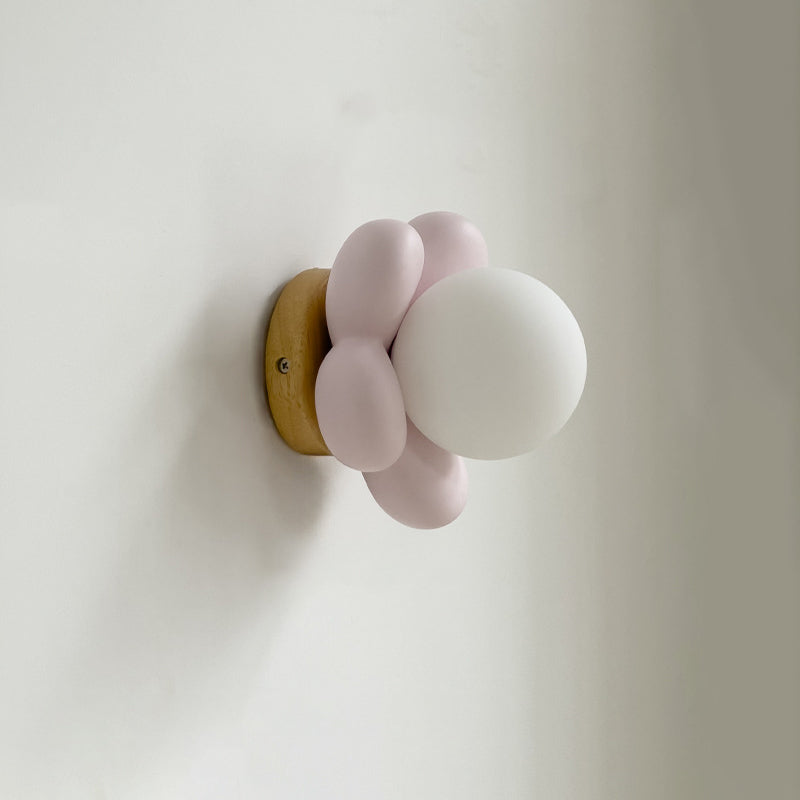 Floral Iron Wood Ceramic Wall Lamp