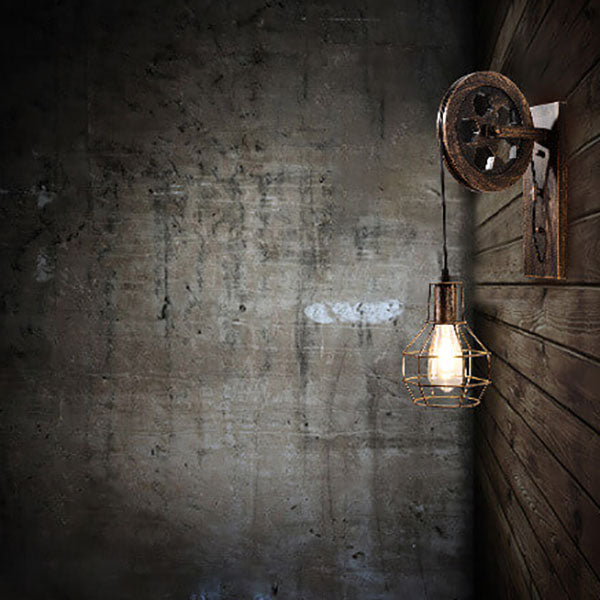 Iron Pulley Cage Wall Lamp
