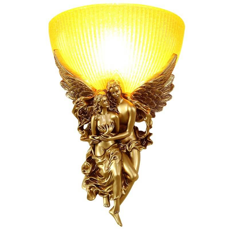 Angel Resin Design Glass Wall Lamp
