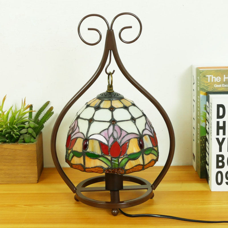 Style Heart Stained Glass Table Lamp