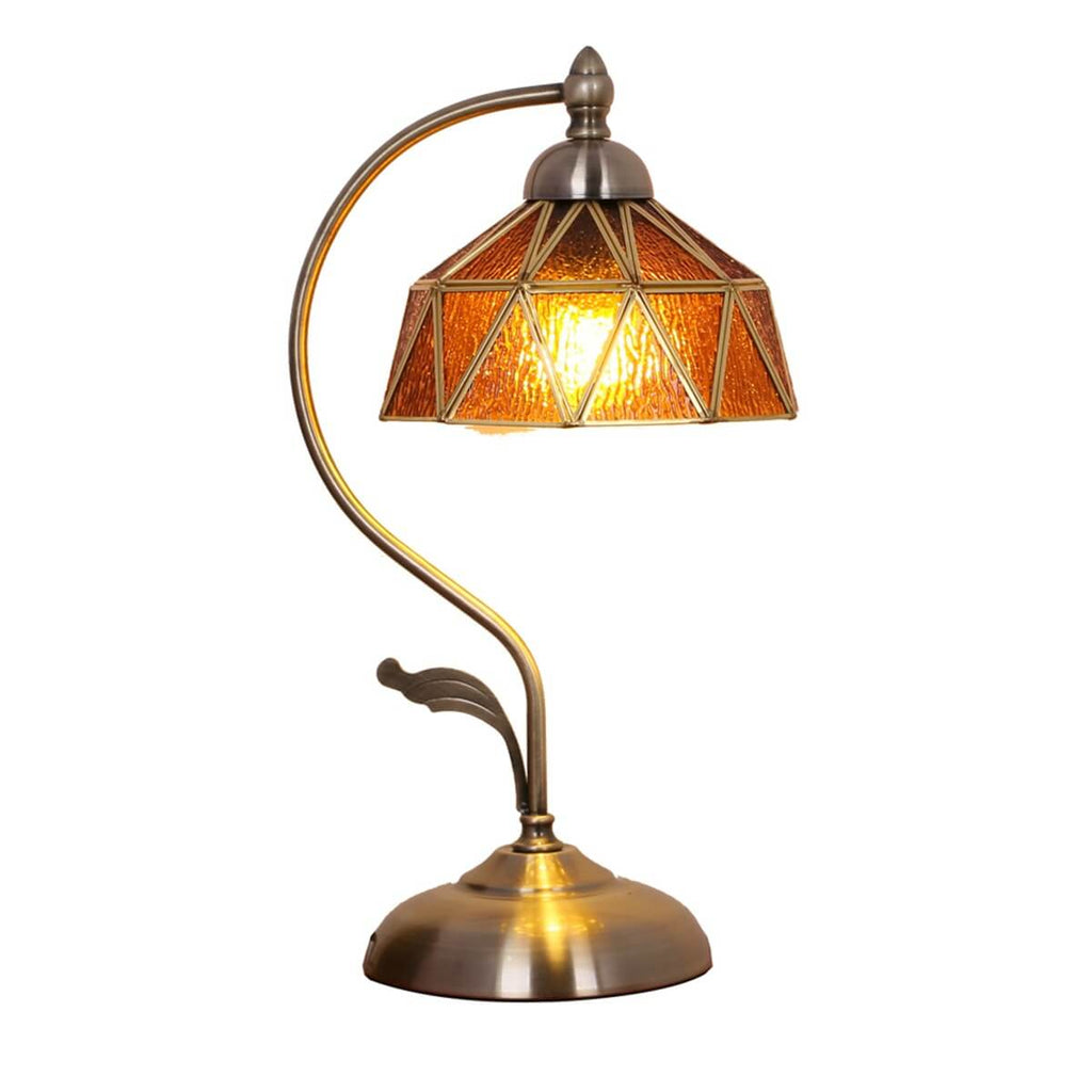 Amber Lucite Glass Table Lamp