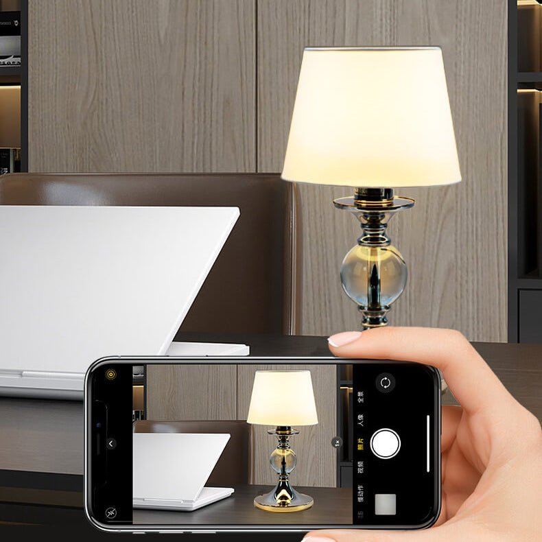 European-style White Fabric Chrome Table Lamp