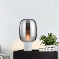 Striped Oval Glass Table Lamp