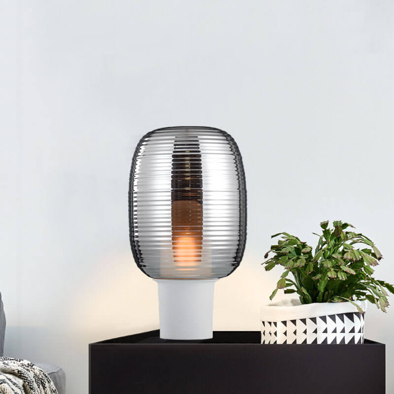 Striped Oval Glass Table Lamp