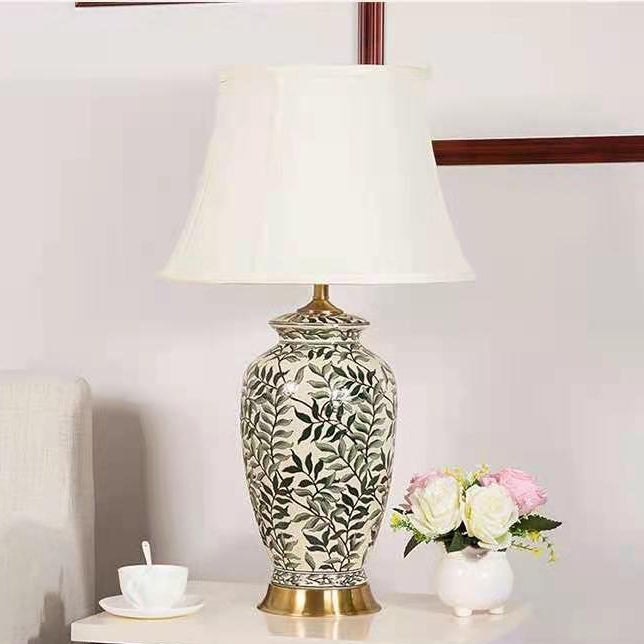 Vase Shaped Fabric Ceramic Table Lamp