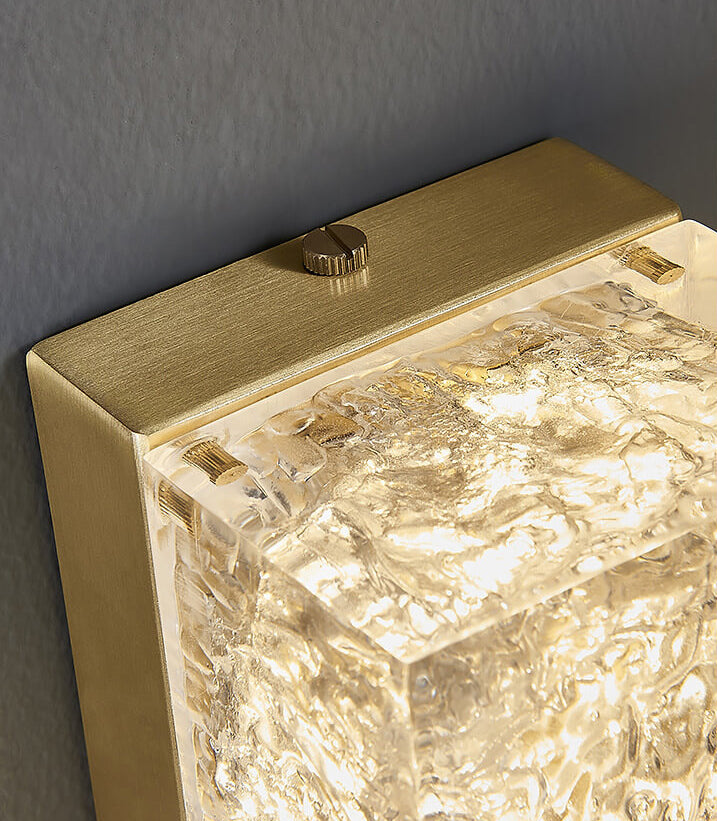 Brass Clear Resin Rectangular Wall Lamp