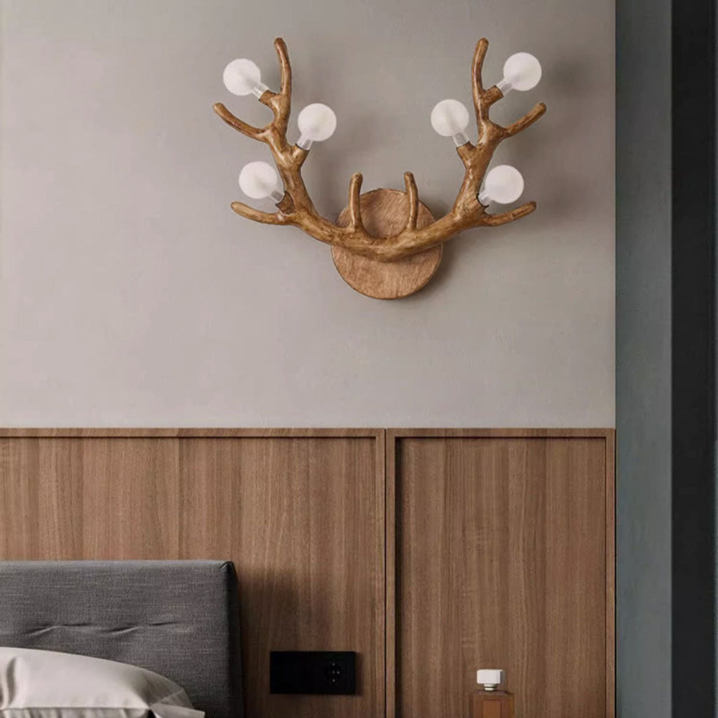 Resin Antler Tree Branch 6-Light Wall Lamp