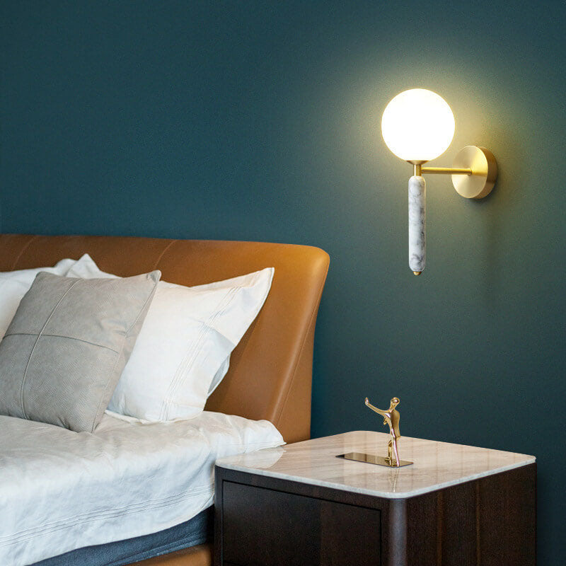 Ball Marble Straight Arm Wall Lamp
